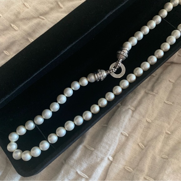 Vintage Judith Ripka Sterling 925 Pearl Necklace - Picture 3 of 4